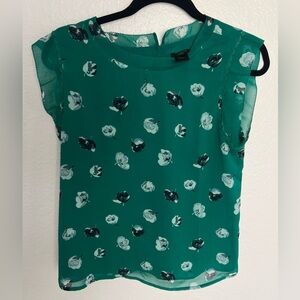 Ann Taylor green floral blouse